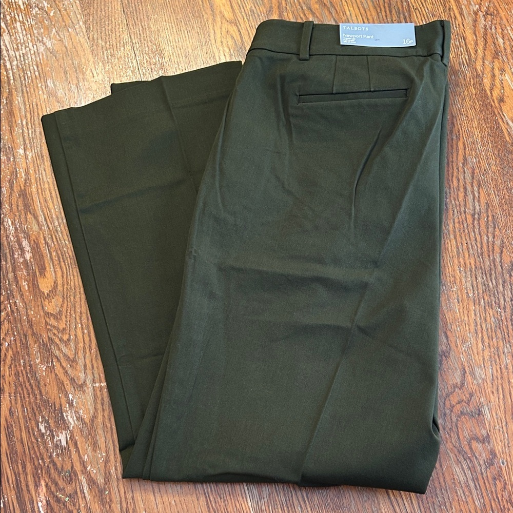 Talbots Dark Green Dress Pants 16 p new with tags
